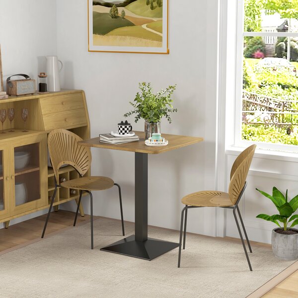 HOMCOM Tavolo da pranzo Tavolo quadrato per 2 persone Tavolo sala da pranzo effetto legno Base in acciaio 70 x 70 x 75 cm Marrone scuro | Aosom Italy