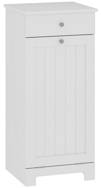 HOMCOM Armadio da Bagno con Cesto Porta Biancheria Ribaltabile Mobile per Biancheria con Borsa in Tessuto Pieghevole e Cassetto Bianco 40x38x90 cm | Aosom Italy