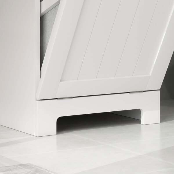 HOMCOM Armadio da Bagno con Cesto Porta Biancheria Ribaltabile Mobile per Biancheria con Borsa in Tessuto Pieghevole e Cassetto Bianco 40x38x90 cm | Aosom Italy