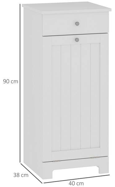 HOMCOM Armadio da Bagno con Cesto Porta Biancheria Ribaltabile Mobile per Biancheria con Borsa in Tessuto Pieghevole e Cassetto Bianco 40x38x90 cm | Aosom Italy
