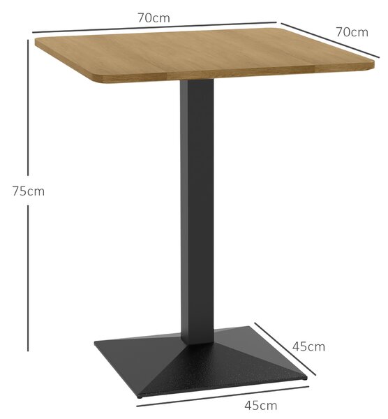 HOMCOM Tavolo da pranzo Tavolo quadrato per 2 persone Tavolo sala da pranzo effetto legno Base in acciaio 70 x 70 x 75 cm Marrone scuro | Aosom Italy