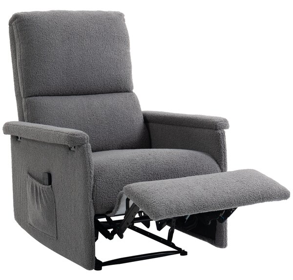 HOMCOM Poltrona massaggiante reclinabile, poltrona relax, schienale regolabile, ampia seduta, poggiapiedi, 69x84x99cm, grigio | Aosom Italy