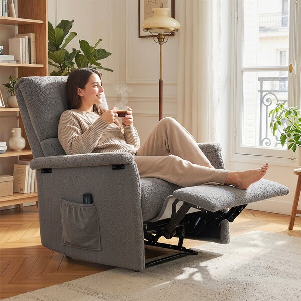 HOMCOM Poltrona massaggiante reclinabile, poltrona relax, schienale regolabile, ampia seduta, poggiapiedi, 69x84x99cm, grigio | Aosom Italy
