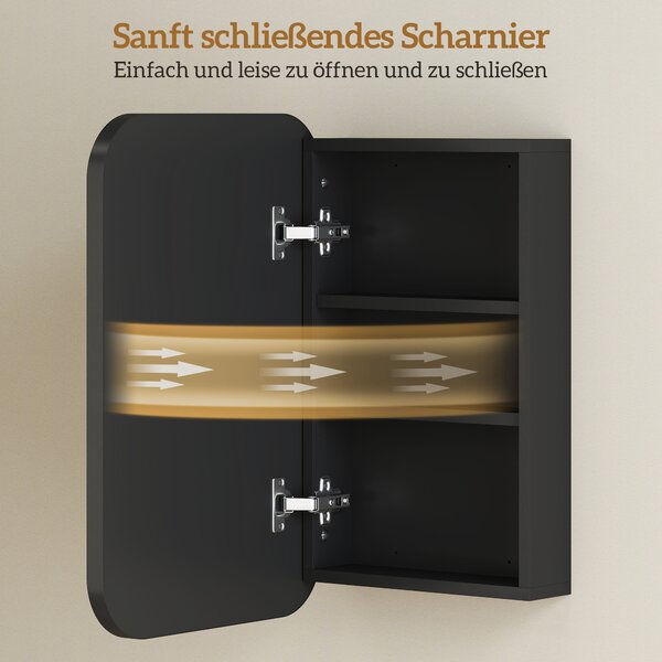 HOMCOM Armadio a specchio per bagno, Mobile bagno con specchio, Pensile con ripiano regolabile, 40 x 10 x 60 cm, Nero | Aosom Italy