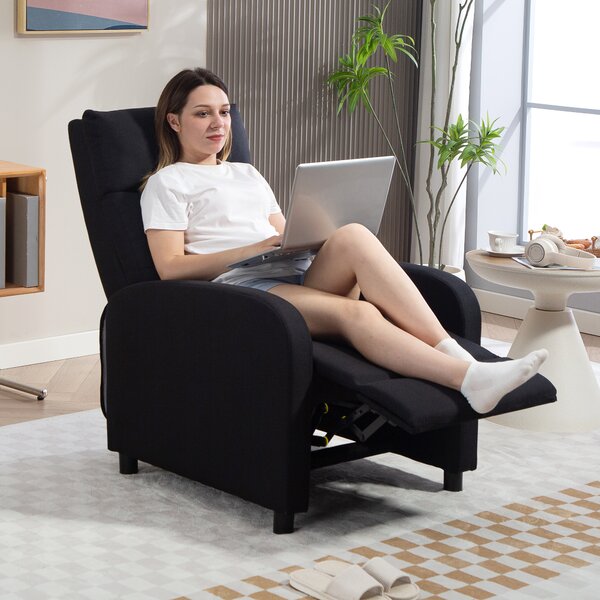 HOMCOM Poltrona relax reclinabile, poggiapiedi estraibile, sistema a molle insacchettate, fino a 150 kg, Nero | Aosom Italy