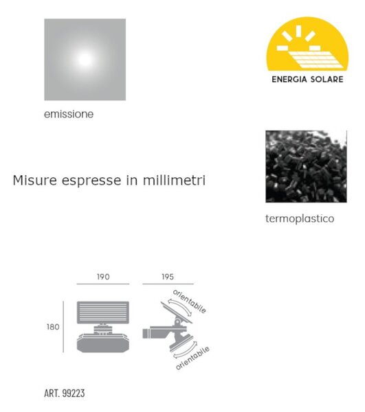 Proiettore solare sovil lampo 99223 06 led ip44 batteria termoplastica - Sovil Illuminazione