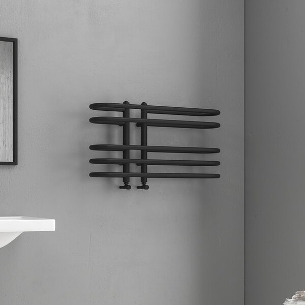 Kamalu scalda salviette termoarredo 700x400mm finitira nera opaca | kam-379n