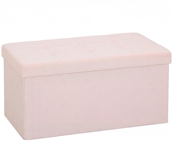 HOMCOM Pouf Contenitore, Panca Contenitore Pieghevole 84 L 76x38x38 cm Rivestita in Lino Sintetico Baule Contenitore Rosa | Aosom Italy