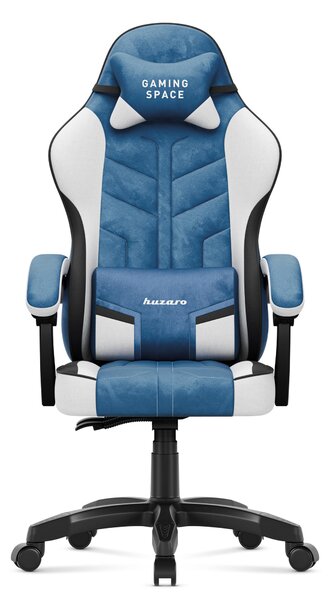 Sedia da gioco Huzaro Force 2.7 Blue - sedia ergonomica girevole in velluto con schienale regolabile, cuscino lombare e poggiatesta, fino a 140 kg