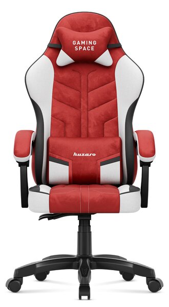 Sedia da gioco Huzaro Force 2.7 Red - sedia girevole ergonomica in velluto con schienale regolabile, cuscino lombare e poggiatesta, fino a 140 kg