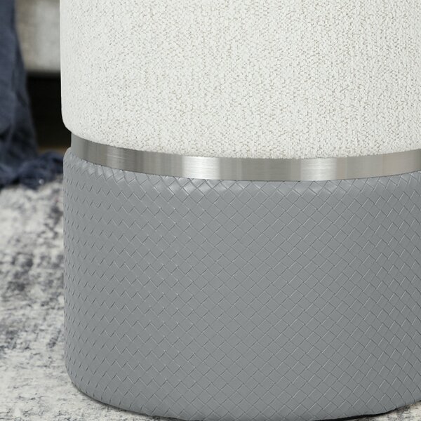 HOMCOM Set di 2 Pouf Contenitore Rivestiti in Ciniglia e PU Seduta Imbottita per Corridoio Camera Grigio e Crema | Aosom Italy