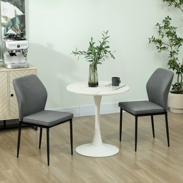 Set 2 Sedie da Pranzo Imbottite Schienale Ergonomico in Velluto Grigio