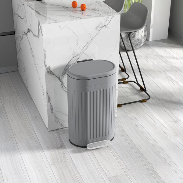 HOMCOM Cestino 30L a pedale con coperchio, secchio interno estraibile, funzione Soft-Close, 36,5 x 31,2 x 60,8 cm, grigio | Aosom Italy