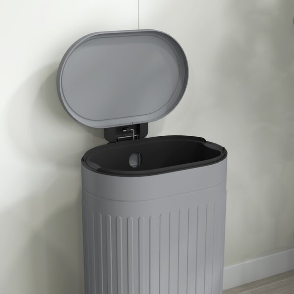 HOMCOM Cestino 30L a pedale con coperchio, secchio interno estraibile, funzione Soft-Close, 36,5 x 31,2 x 60,8 cm, grigio | Aosom Italy