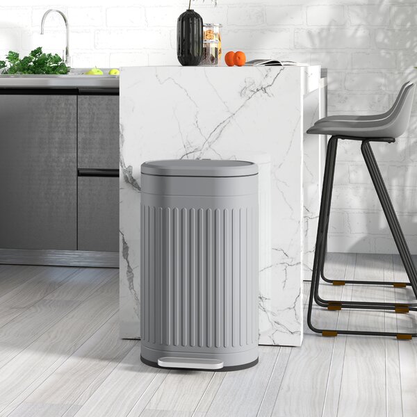HOMCOM Cestino 30L a pedale con coperchio, secchio interno estraibile, funzione Soft-Close, 36,5 x 31,2 x 60,8 cm, grigio | Aosom Italy