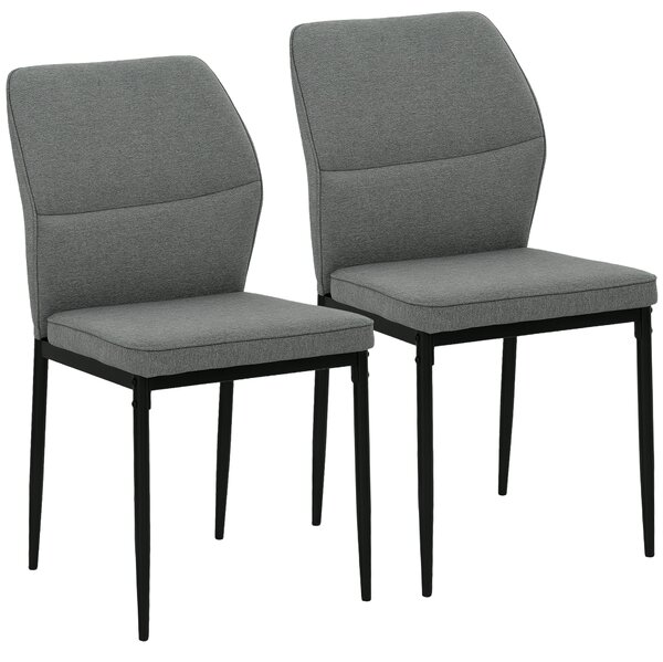 Set 2 Sedie da Pranzo Imbottite Schienale Ergonomico in Velluto Grigio