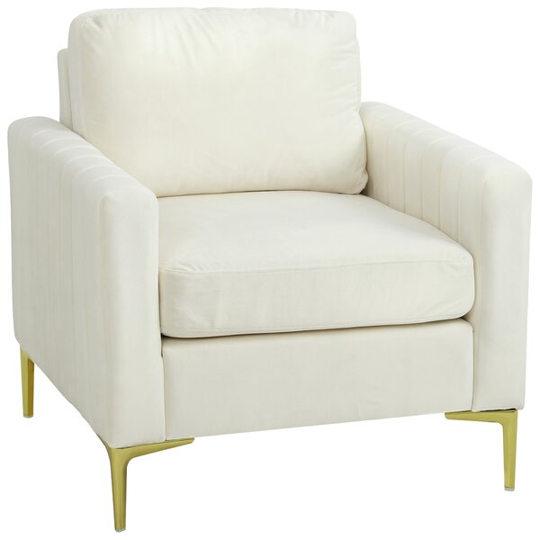 HOMCOM Poltrona da Salotto Rivestita in Velluto, Imbottitura Spessa, Seduta Larga, Braccioli, Cuscino 81x77x81 cm Crema | Aosom Italy