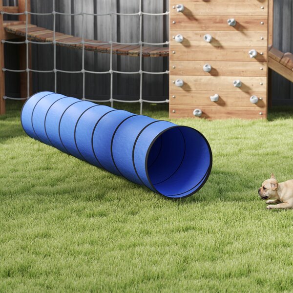 PawHut Tunnel Agility per Cani 300 x 50 cm Tunnel per cani con 4 ancoraggi a terra Borsa da trasporto Tunnel gioco per cani piccoli medi Blu | Aosom Italy