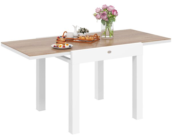 Outsunny Tavolo da Pranzo da Giardino Allungabile 80-160 cm per 4-6 Posti, Bianco