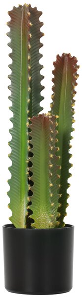 HOMCOM Cactus Artificiale 66 cm Pianta Artificiale Decorativa con Vaso e 3 Foglie per Decorazione d'Interni Verde | Aosom Italy