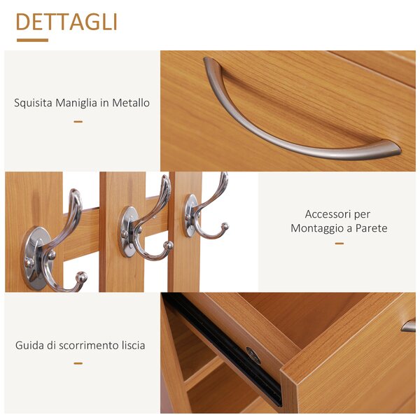 HOMCOM Mobile Guardaroba Scarpiera Regolabile e Specchio con Appendiabiti 6 Ganci per Ingresso e Camera da Letto in Legno|Aosom