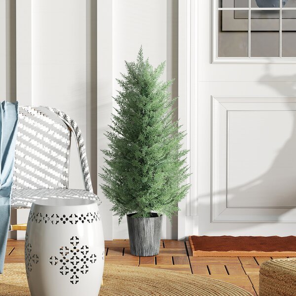 HOMCOM Set da 2 Alberi di Cipresso Artificiali grandi 90cm Pianta artificiale, plastica piante artificiali in vaso 15 x 15 x 90 cm Verde | Aosom Italy