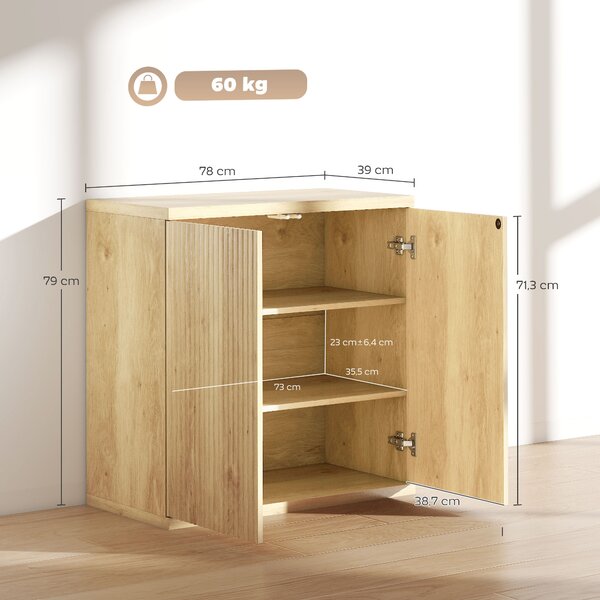 HOMCOM Buffet da salotto, mobile contenitore moderno con ante a chiusura ammortizzata e ripiani regolabili, 78 x 39 x 79 cm, rovere | Aosom Italy