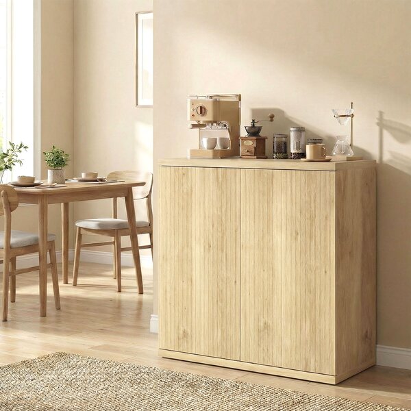 HOMCOM Buffet da salotto, mobile contenitore moderno con ante a chiusura ammortizzata e ripiani regolabili, 78 x 39 x 79 cm, rovere | Aosom Italy