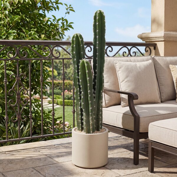 HOMCOM Pianta artificiale Cactus grande 95 cm con vaso, dall'aspetto realistico, per casa e ufficio, verde | Aosom Italy