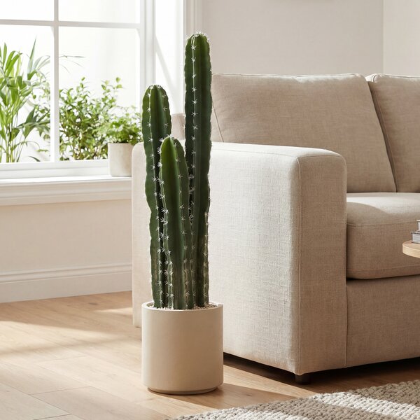 HOMCOM Pianta artificiale Cactus grande 95 cm con vaso, dall'aspetto realistico, per casa e ufficio, verde | Aosom Italy