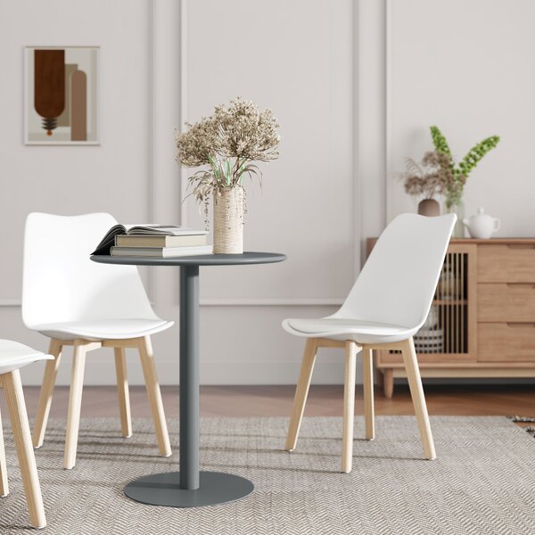 HOMCOM Tavolo rotondo per 2 persone, acciaio, per interno ed esterno, grigio | Aosom Italy