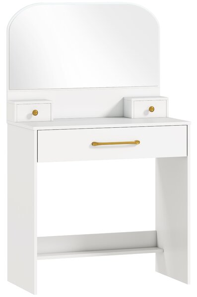 HOMCOM Toeletta con specchio, toeletta compatta con 3 cassetti, bianco | Aosom Italy