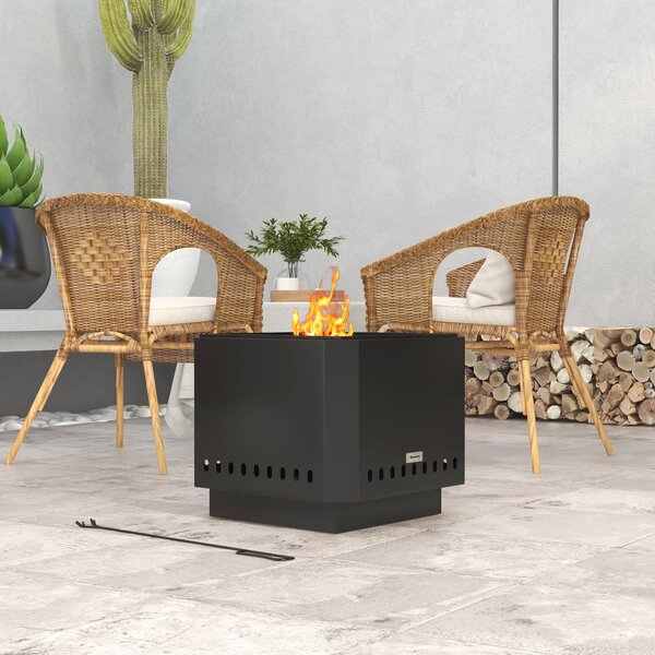 Outsunny Braciere focolare, incluso attizzatoio, 48 x 48 x 41 cm, Nero | Aosom Italy