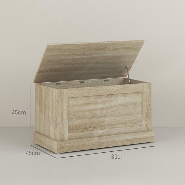 HOMCOM Cassapanca in legno, cassapanca porta giocattoli, con cerniera di sicurezza, per soggiorno, 80 x 40 x 45 cm, legno naturale
