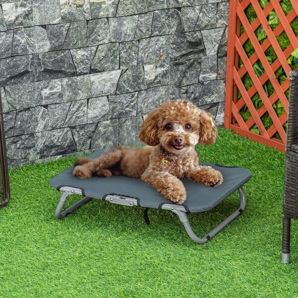 PawHut Lettino per Cani Pieghevole in Acciaio e Oxford, Cuccia Brandina per Cani da Interni ed Esterni, 59x46x15cm, Grigio|Aosom