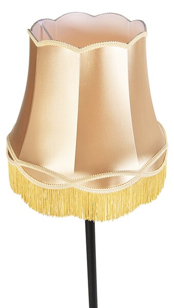 Lampada da terra nera con paralume Granny dorato - Classico