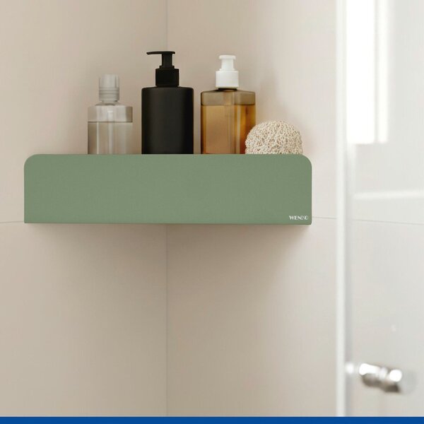 Mensola da bagno senza foratura/ad angolo verde in acciaio inox con aggancio Turbo-loc Lizan – Wenko