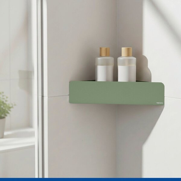 Mensola da bagno senza foratura/ad angolo verde in acciaio inox con aggancio Turbo-loc Lizan – Wenko