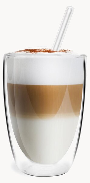 Set di 6 tazze da caffè in vetro borosilicato a doppia parete con cannuccia Vita