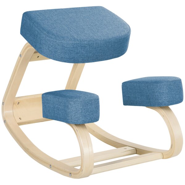 Vinsetto Sedia Inginocchiatoio Ergonomica con funzione di inclinazione e Legno di Betulla, 51x69x58cm, Blu| Aosom Italy