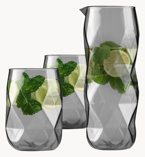 Set bicchieri e caraffa in vetro borosilicato Geo Graphite 3 pz
