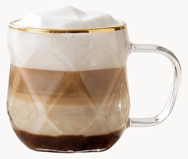 Set di 2 tazze da caffè in vetro borosilicato Geo Gold