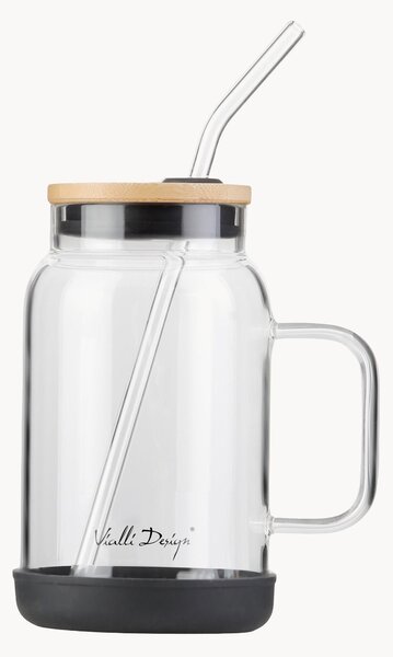 Barattolo in vetro borosilicato con cannuccia Fuori