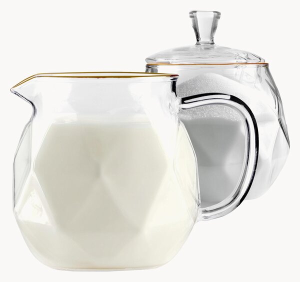 Zuccheriera e lattiera in vetro borosilicato Geo Gold 2 pz