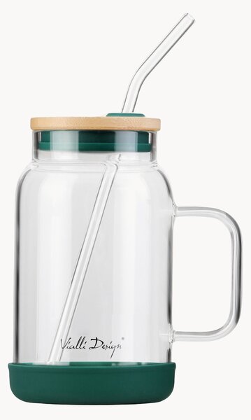 Barattolo in vetro borosilicato con cannuccia Fuori