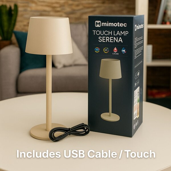 Lampada da tavolo Led touch Serena 2W Beige CCT temperatura colore regolabile portatile a batteria ricaricabile USB M mimotec