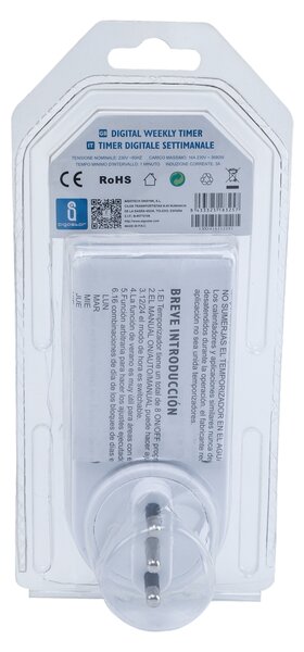 Timer Digitale Settimanale con display per regolazione al minuto spina da 16A