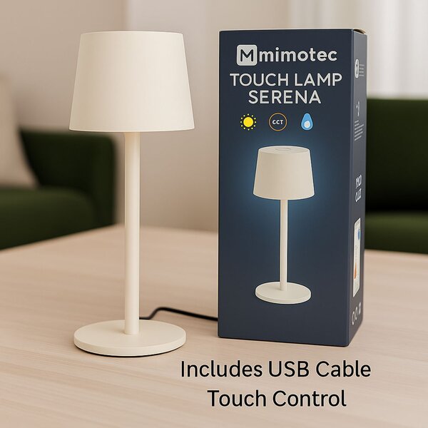 Lampada da tavolo Led touch Serena 2W Bianca CCT temperatura colore regolabile portatile a batteria ricaricabile USB M mimotec