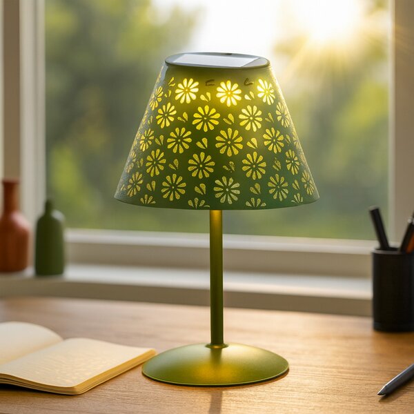 Lampada da tavolo Led Hearth 1W Verde portatile ricaricabile energia solare Bianco caldo 2500K M mimotec