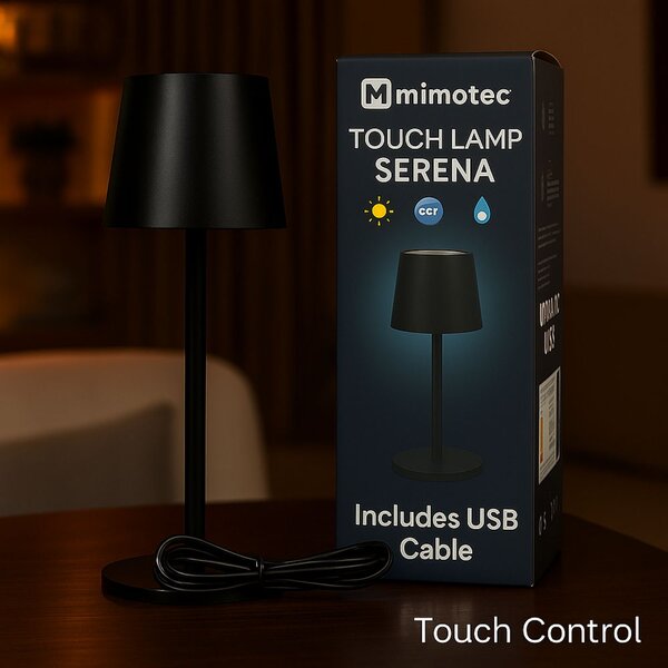 Lampada da tavolo Led touch Serena 2W Nera CCT temperatura colore regolabile portatile a batteria ricaricabile USB M mimotec